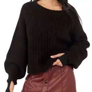 Free People Carter Black‎ Pullover Sweater Small Whimsigoth Preppy Boho Casual